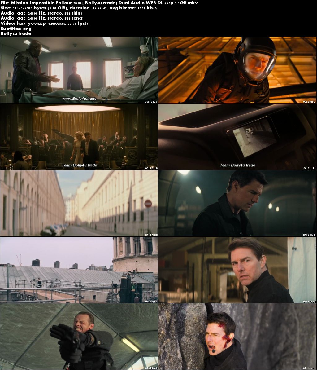 Mission Impossible Fallout 2018 WEB-DL Hindi Dual Audio 720p ESub Download