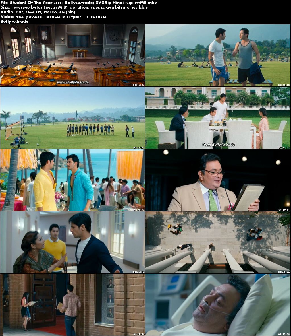 Student Of The Year 2012 DVDRip 400MB Hindi 480p Download
