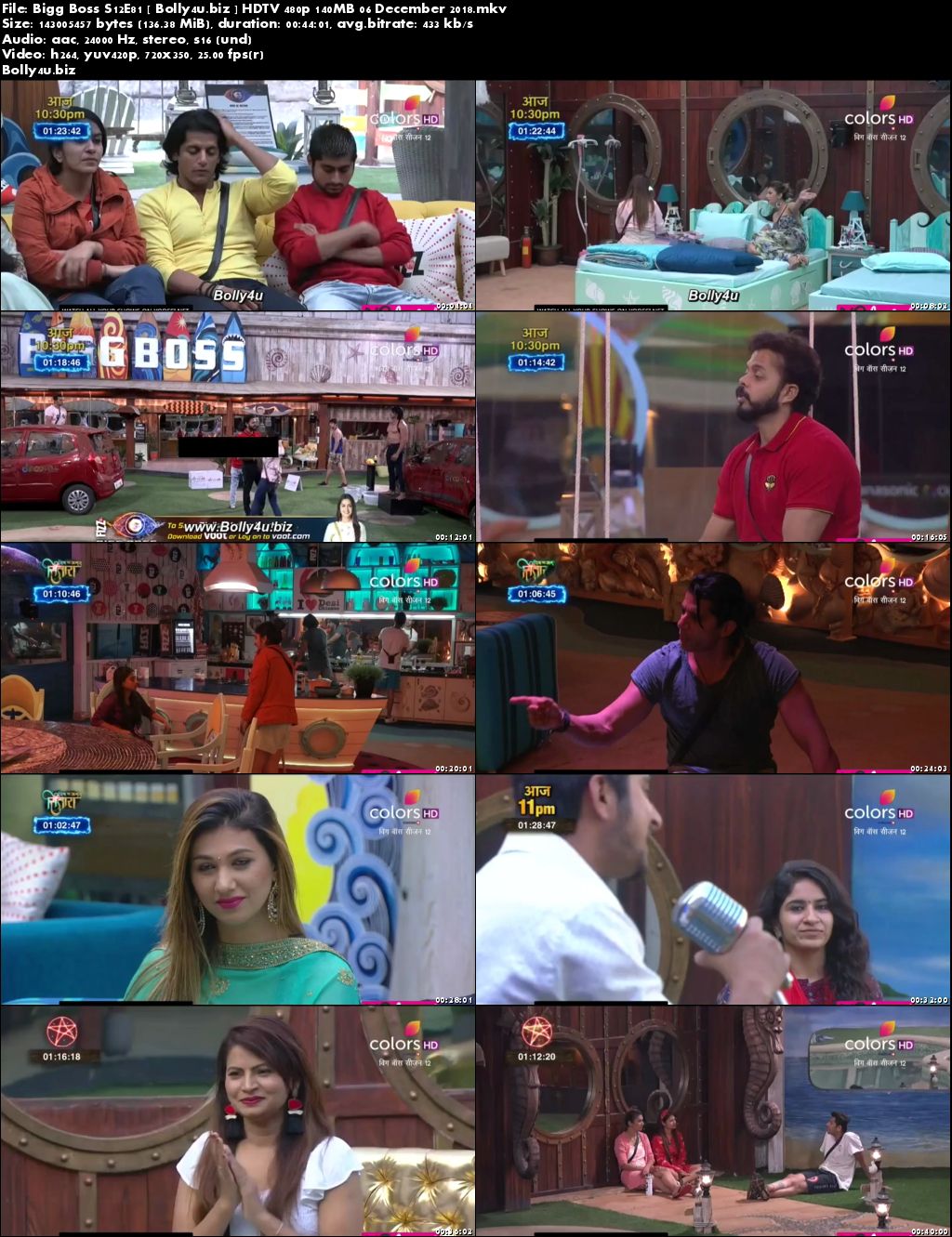 Bigg Boss S12E81 HDTV 480p 140MB 06 December 2018 Download