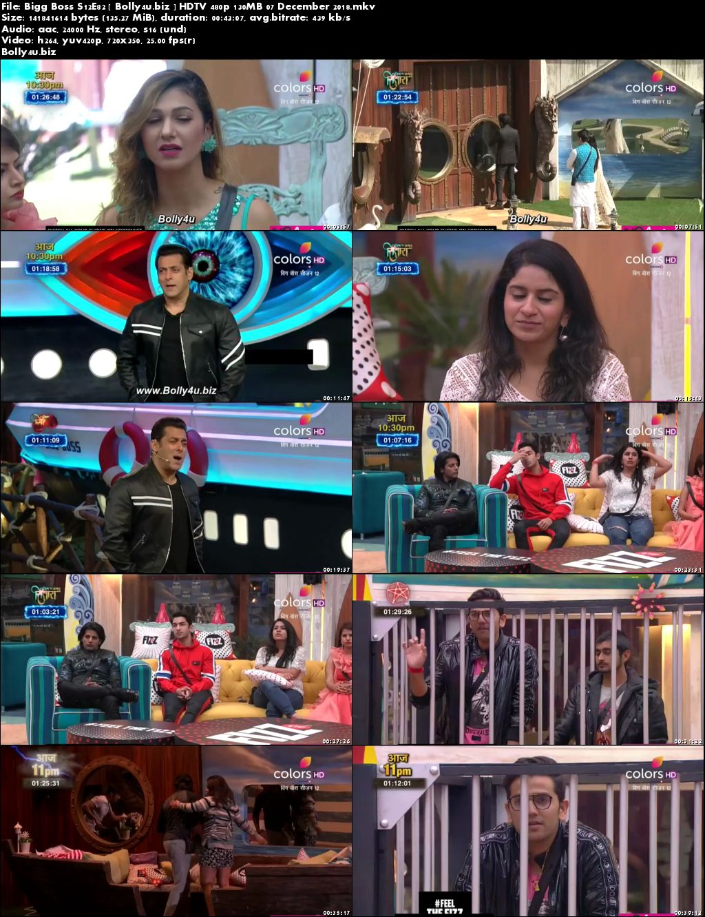 Bigg Boss S12E82 HDTV 480p 130MB 07 December 2018 Download