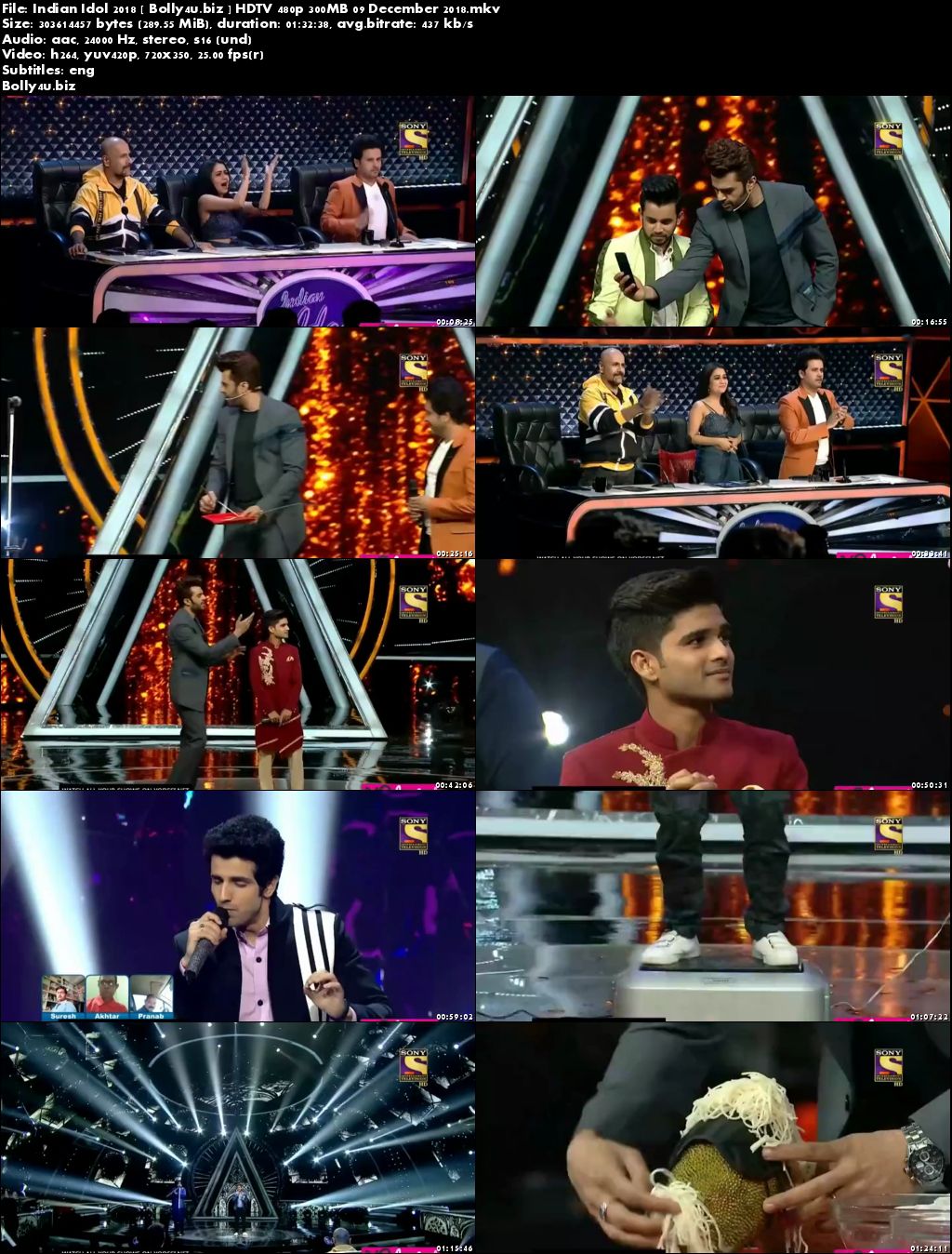 Indian Idol 2018 HDTV 480p 300MB 09 December 2018 Download