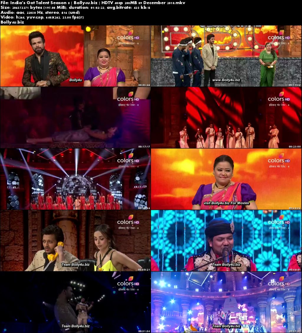 Indias Got Talent Season 8 HDTV 480p 200MB 09 December 2018 Download