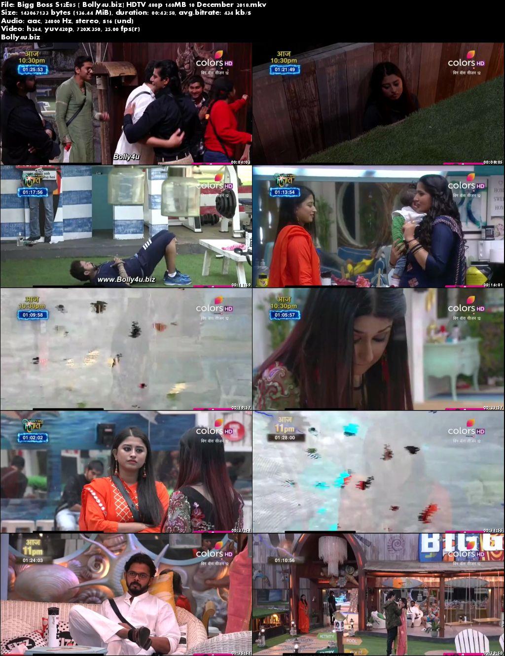 Bigg Boss S12E85 HDTV 480p 140MB 10 December 2018 Download