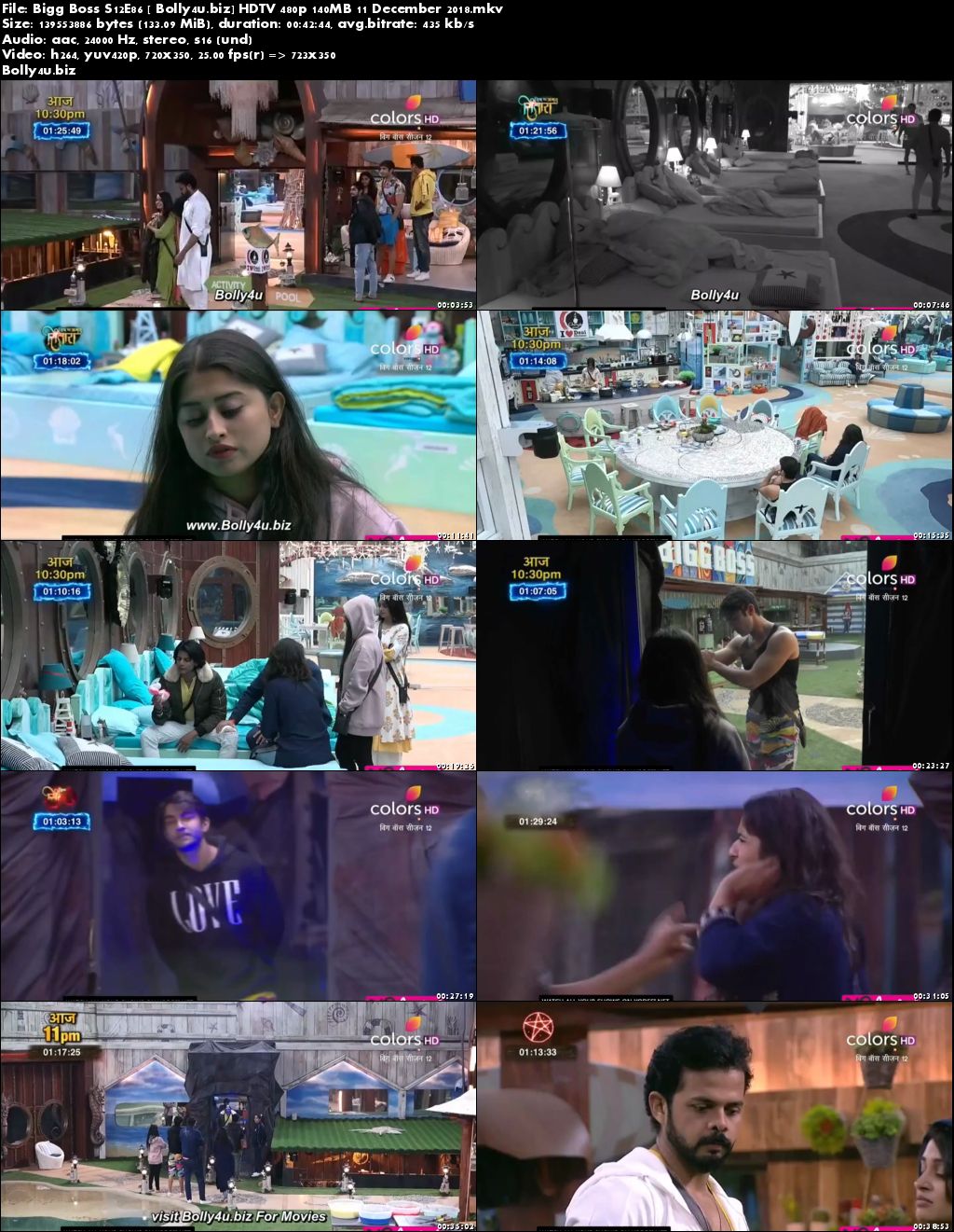 Bigg Boss S12E86 HDTV 480p 140MB 11 December 2018 Download
