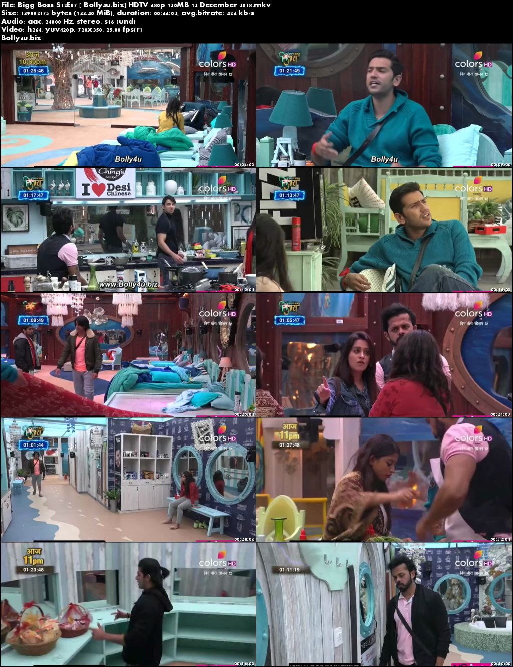 Bigg Boss S12E87 HDTV 480p 130MB 12 December 2018 Download