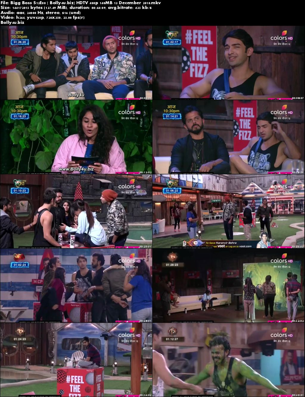 Bigg Boss S12E88 HDTV 480p 140MB 13 December 2018 Download