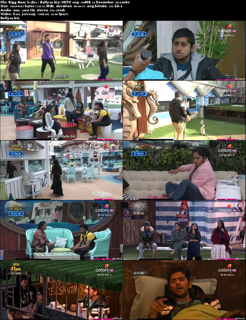 Bigg Boss S12E89 HDTV 480p 140MB 14 December 2018 Download