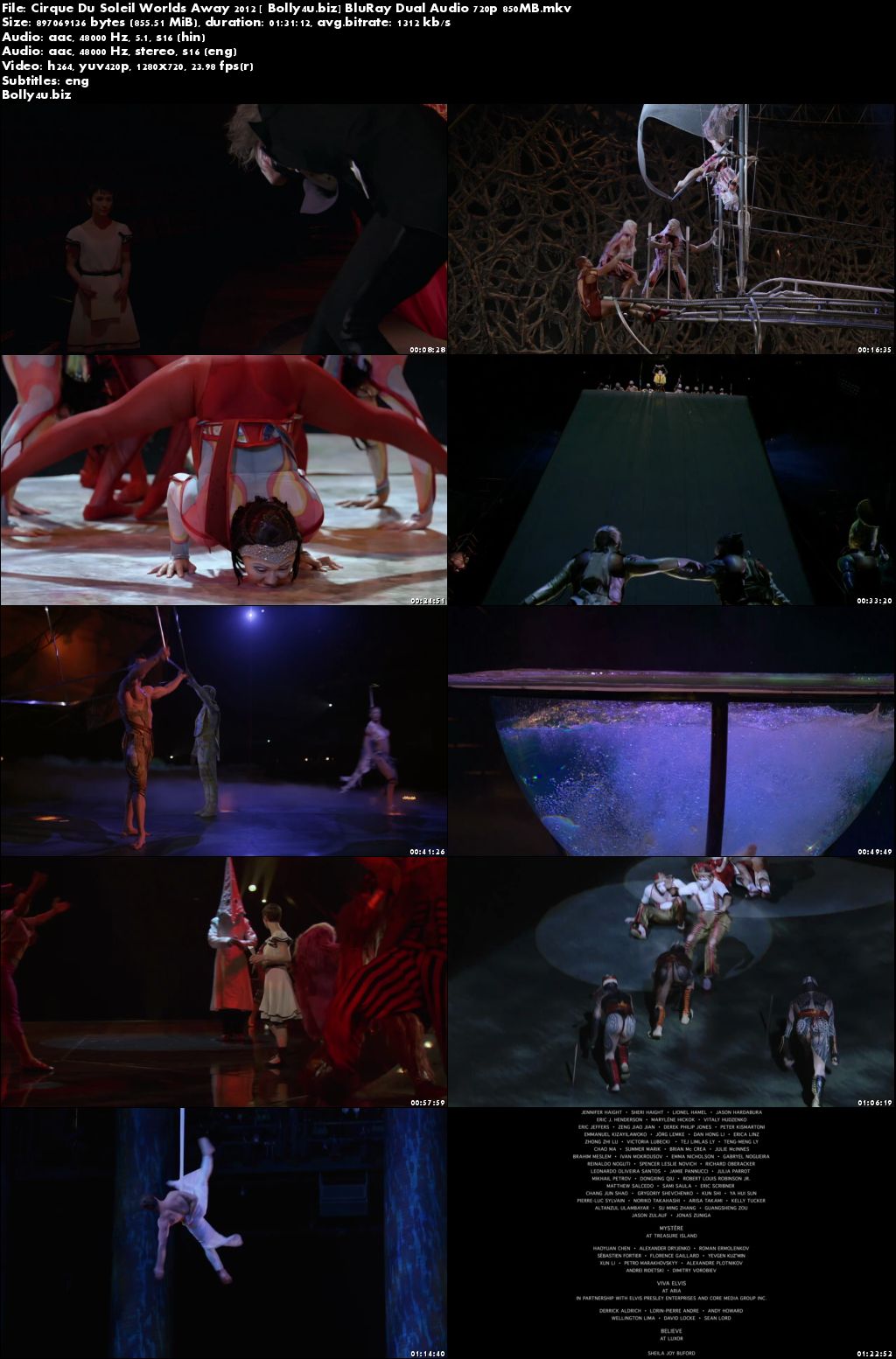 Cirque Du Soleil Worlds Away 2012 BluRay 850MB Hindi Dual Audio 720p Download