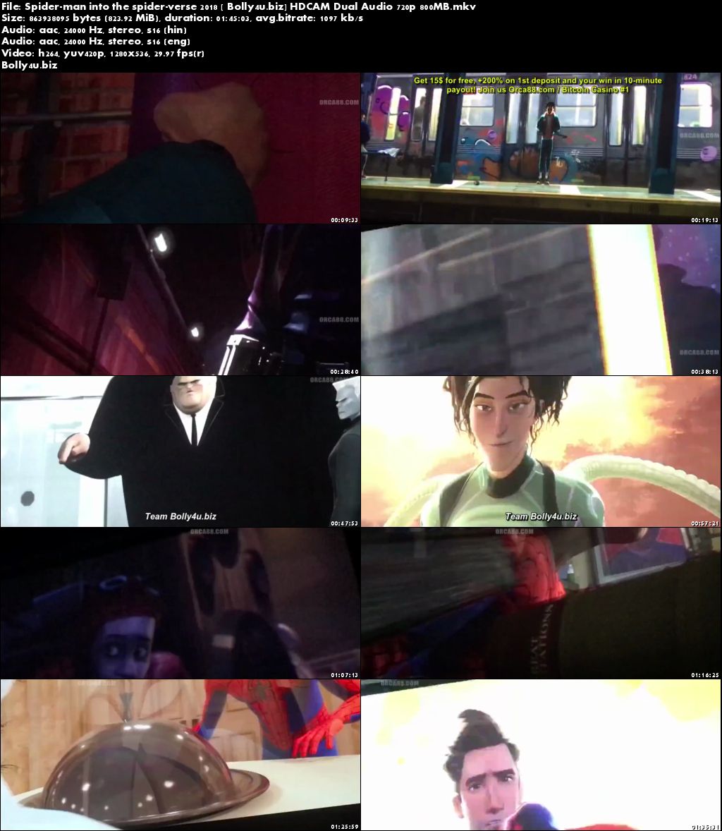 Spider-Man Into the Spider-Verse 2018 HDCAM 800Mb Hindi Dual Audio 720p Download