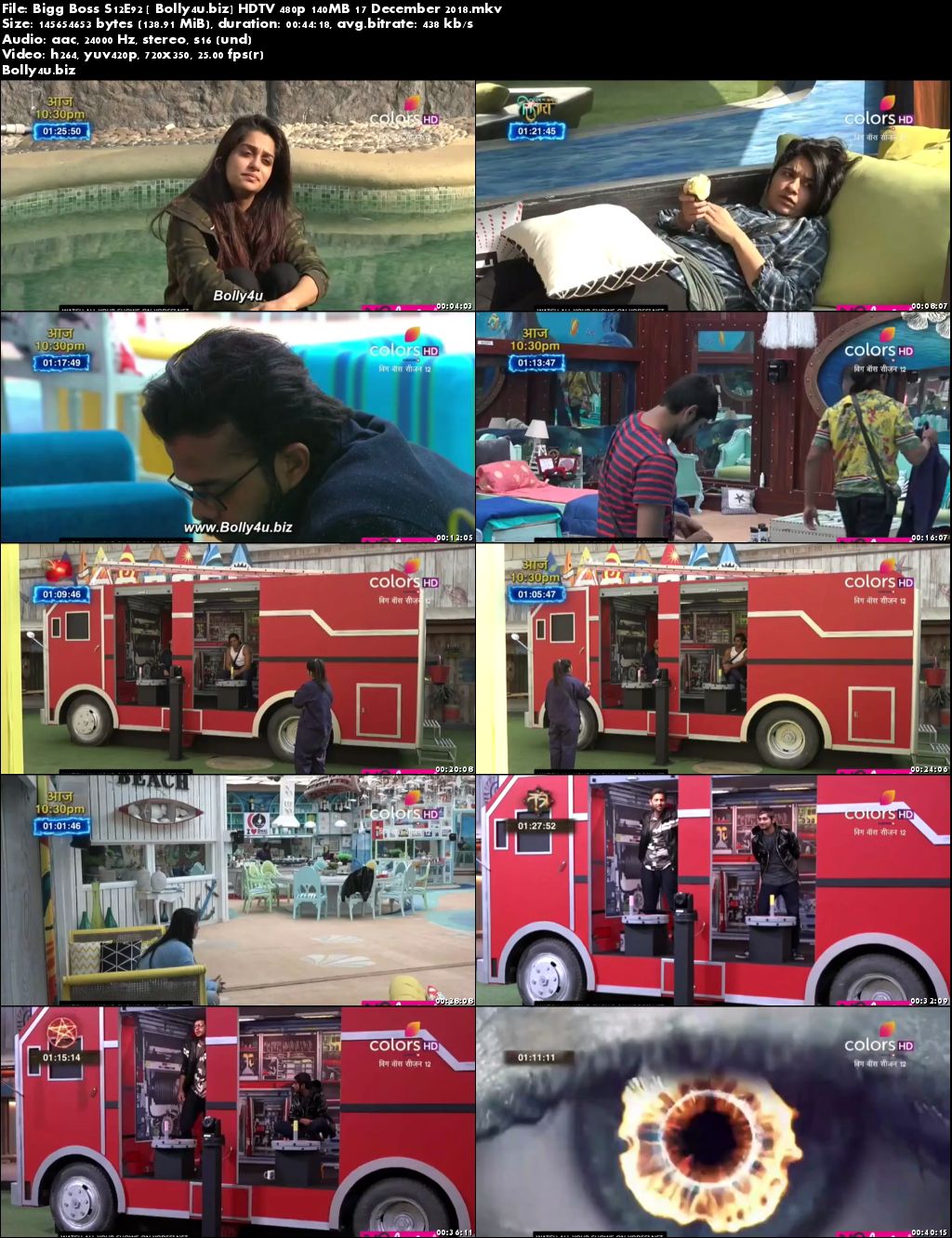 Bigg Boss S12E92 HDTV 480p 140MB 17 December 2018 Download