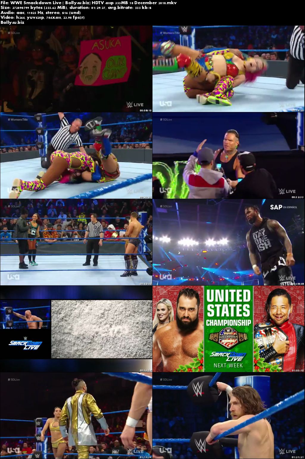 WWE Smackdown Live HDTV 480p 350MB 18 December 2018 Download