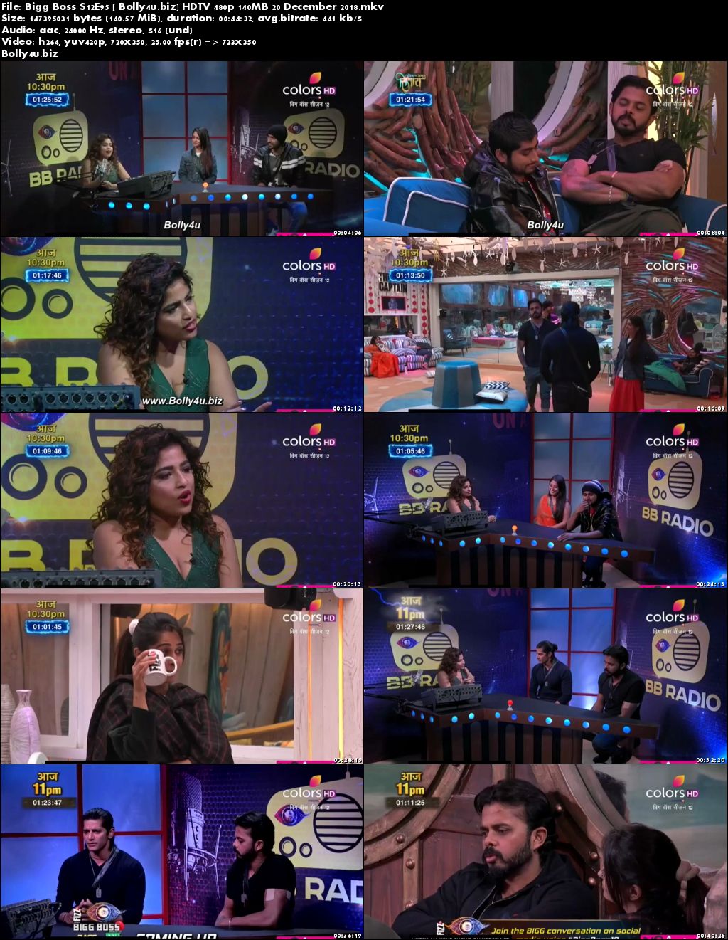 Bigg Boss S12E95 HDTV 480p 140MB 20 December 2018 Download