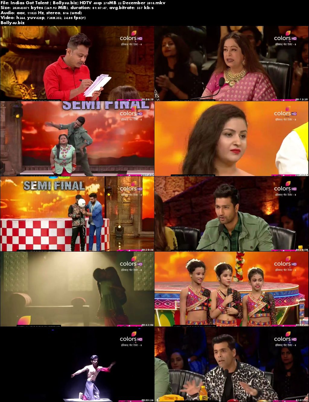 Indias Got Talent HDTV 480p 270MB 22 December 2018 Download