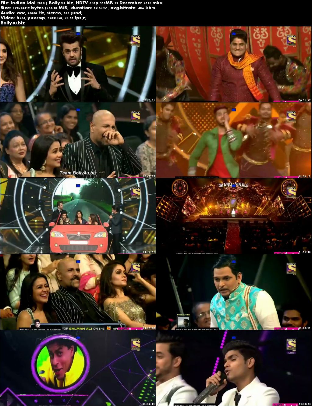 Indian Idol 2018 HDTV 480p 500MB 23 December 2018 Download