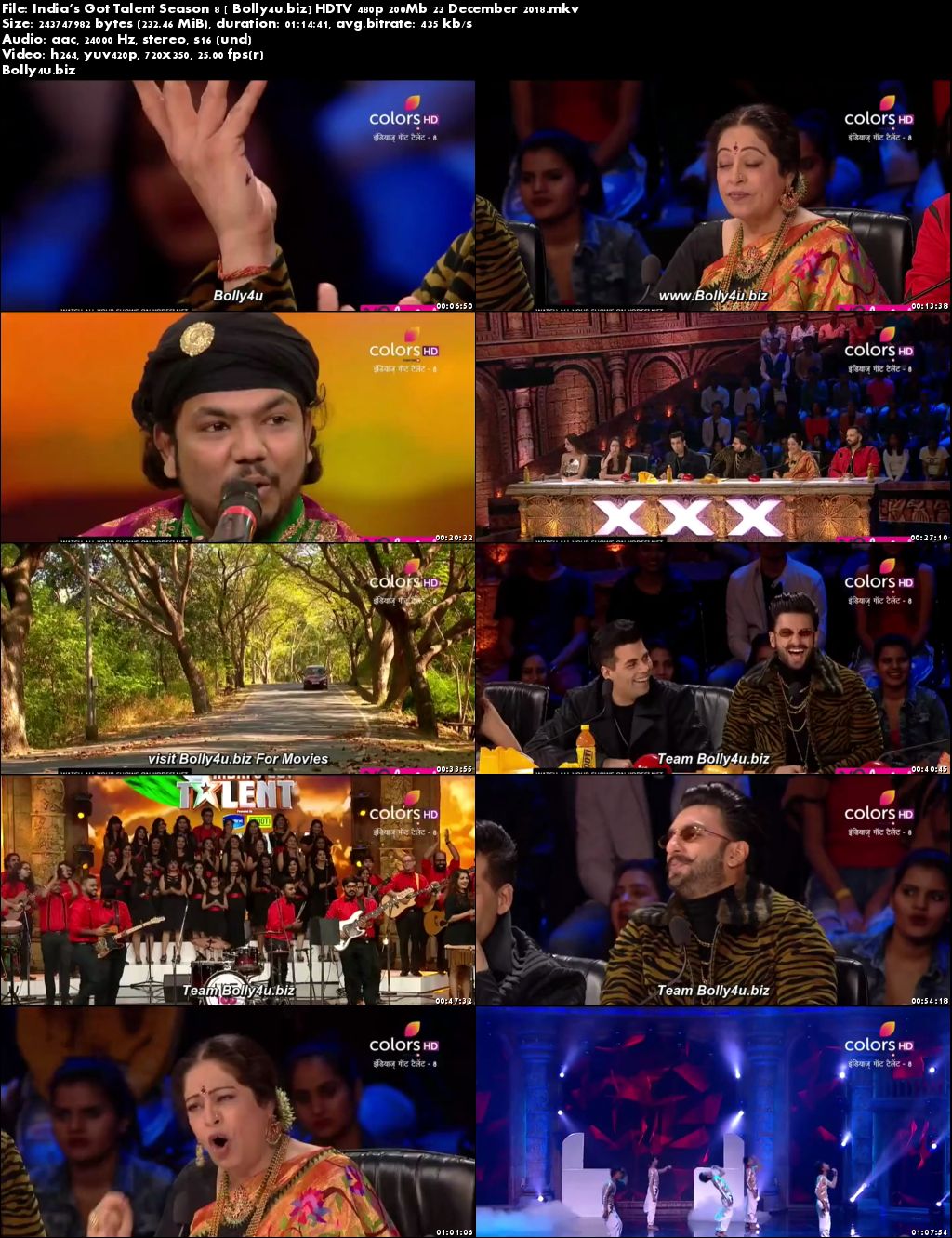 Indias Got Talent Season 8 HDTV 480p 200Mb 23 December 2018 Download