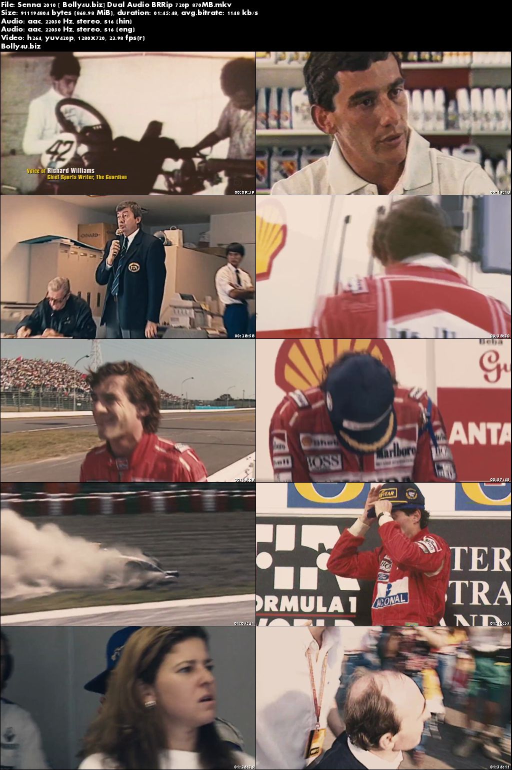 Senna 2010 BluRay 850Mb Hindi Dual Audio 720p Download