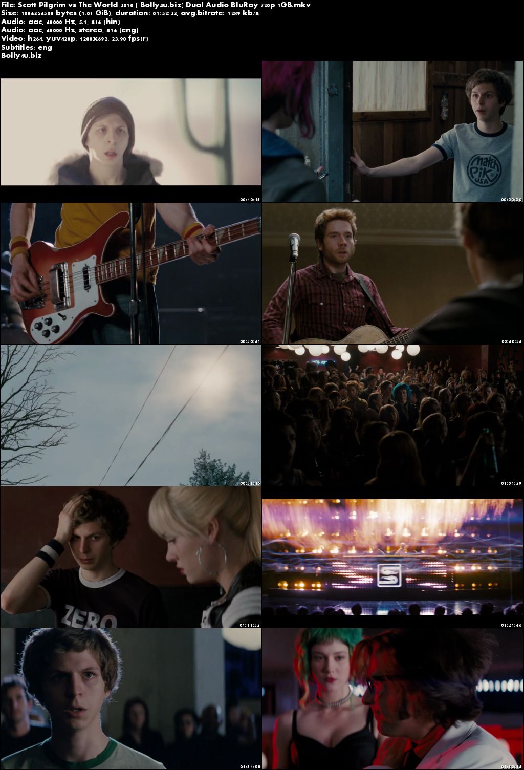 Scott Pilgrim vs The World 2010 BRRip 1GB Hindi Dual Audio 720p Download