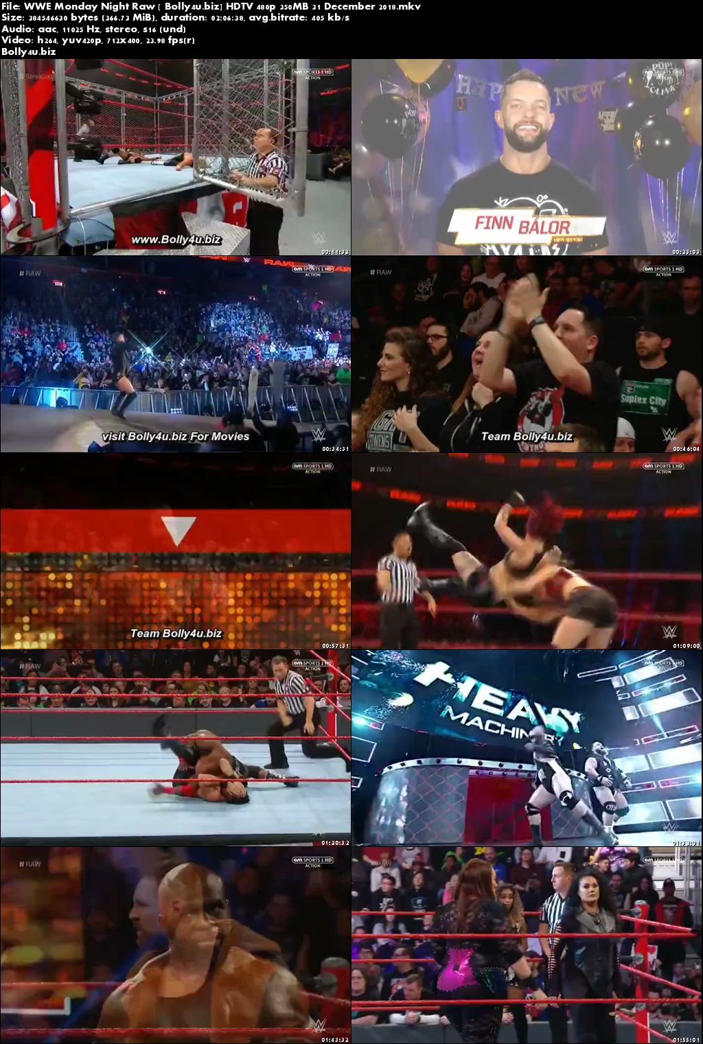 WWE Monday Night Raw HDTV 480p 350MB 31 December 2018 Download