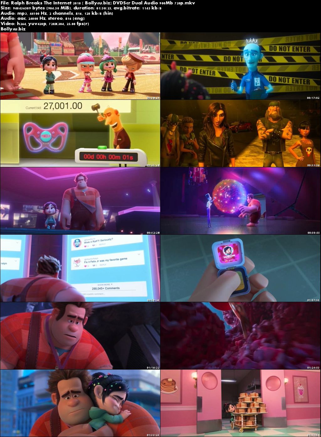 Ralph Breaks The Internet 2018 DVDScr 900Mb Hindi Dual Audio 720p Download