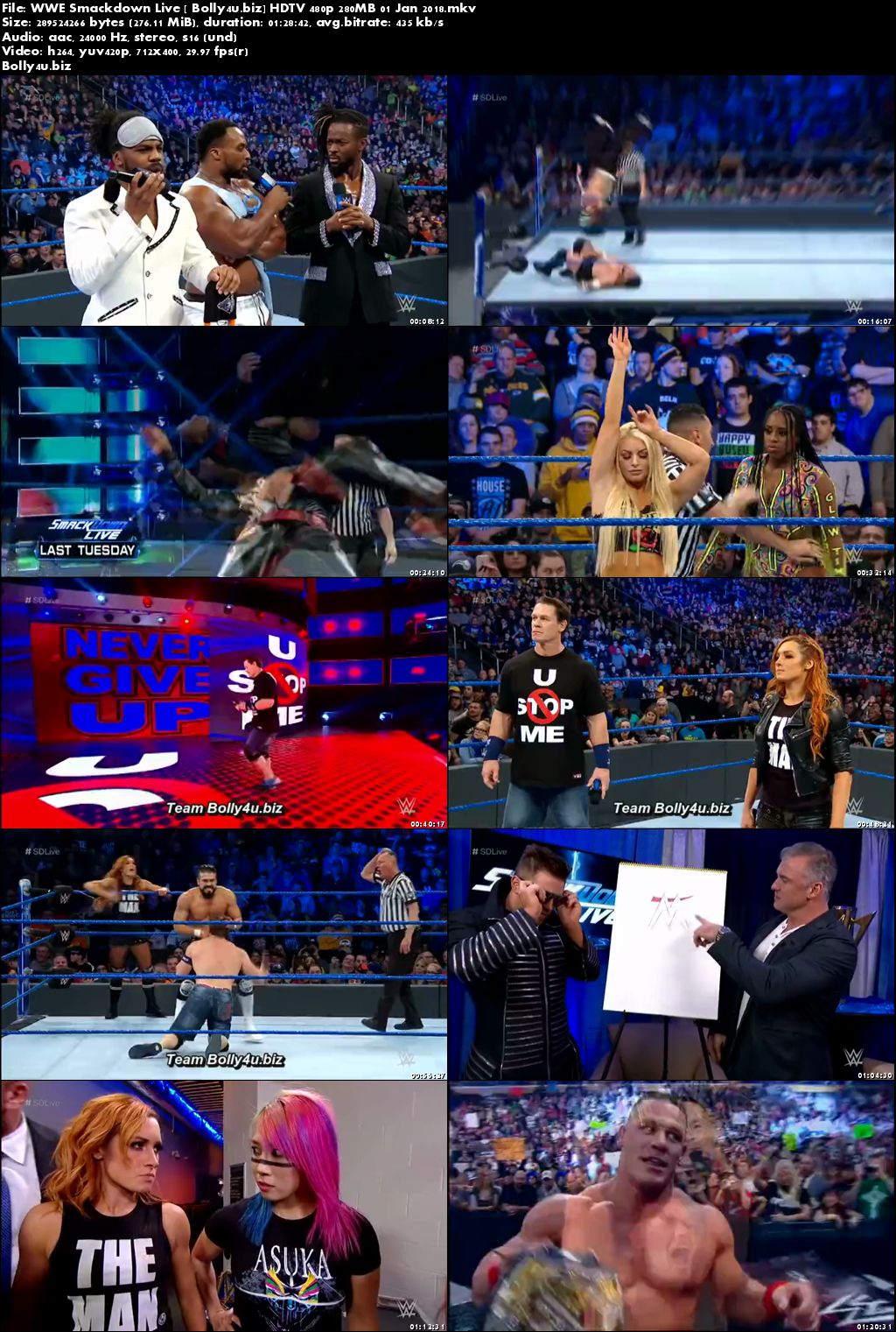 WWE Smackdown Live HDTV 480p 280MB 01 Jan 2018 Download