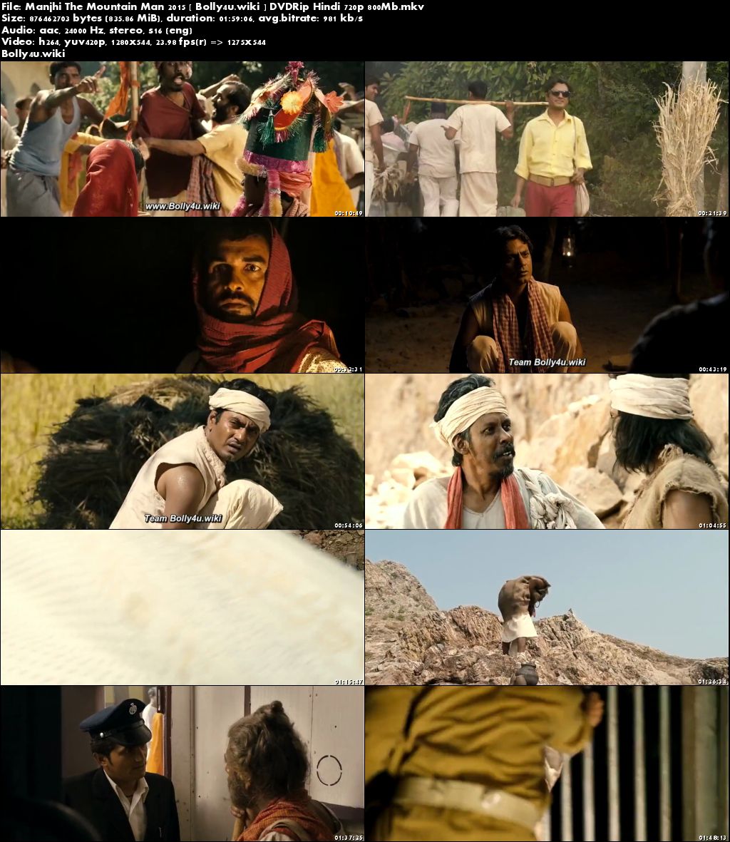 Manjhi The Mountain Man 2015 DVDRip 800Mb Hindi 720p Download