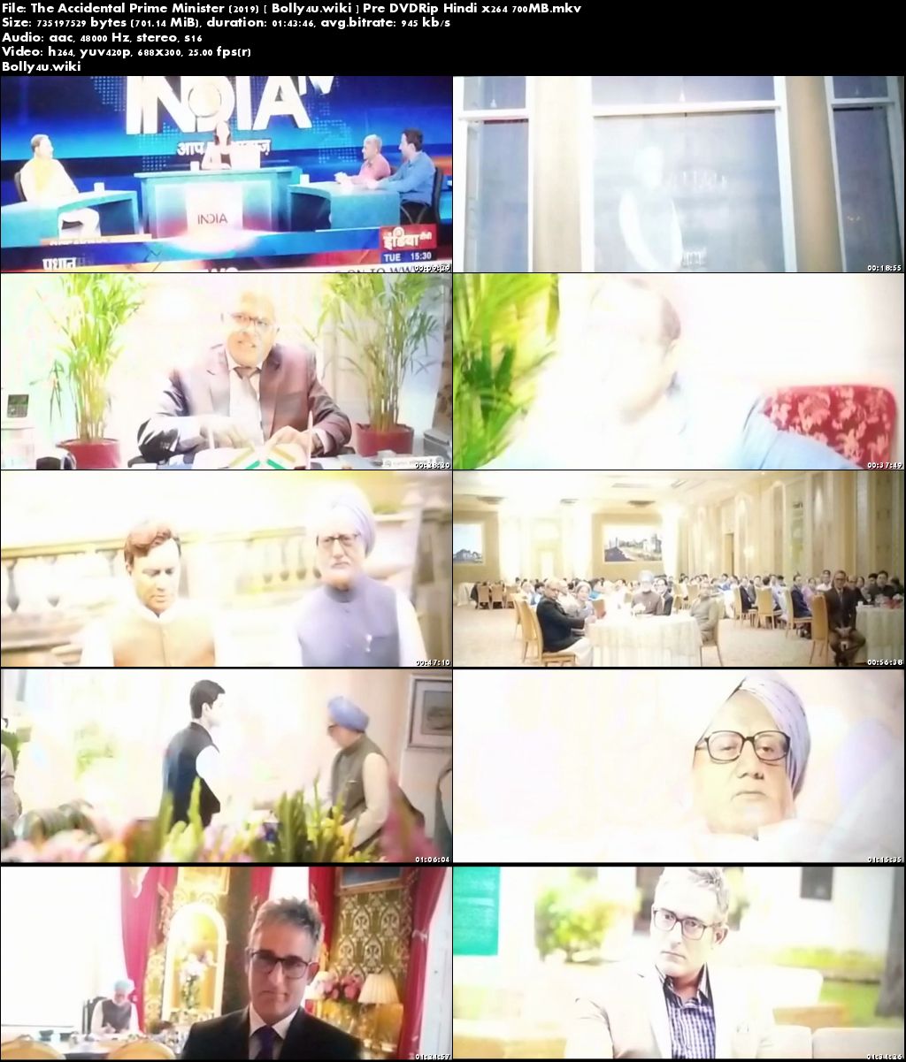 The Accidental Prime Minister 2019 Pre DVDRip 700MB Hindi x264