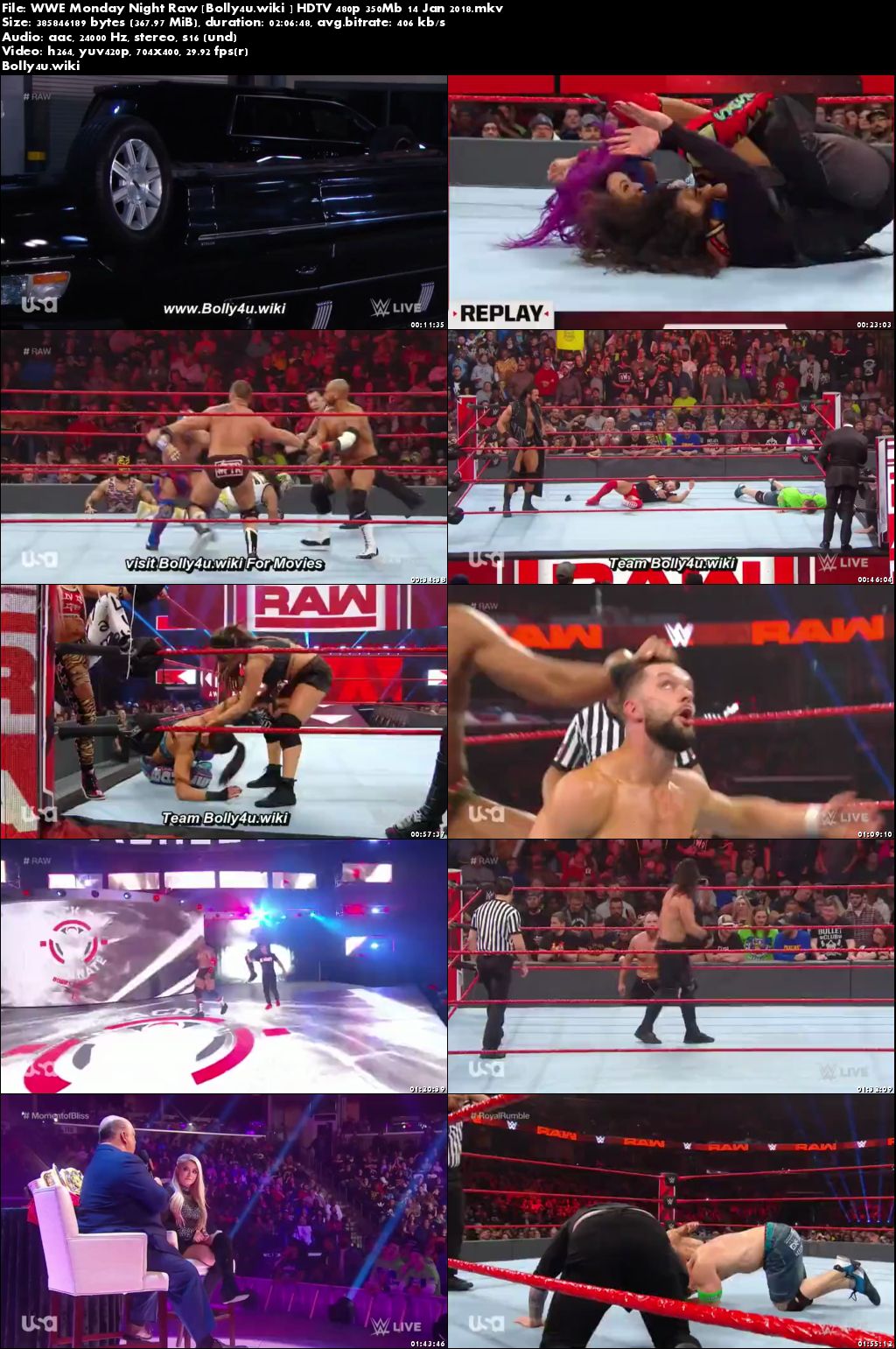 WWE Monday Night Raw HDTV 480p 350Mb 14 Jan 2018 Download