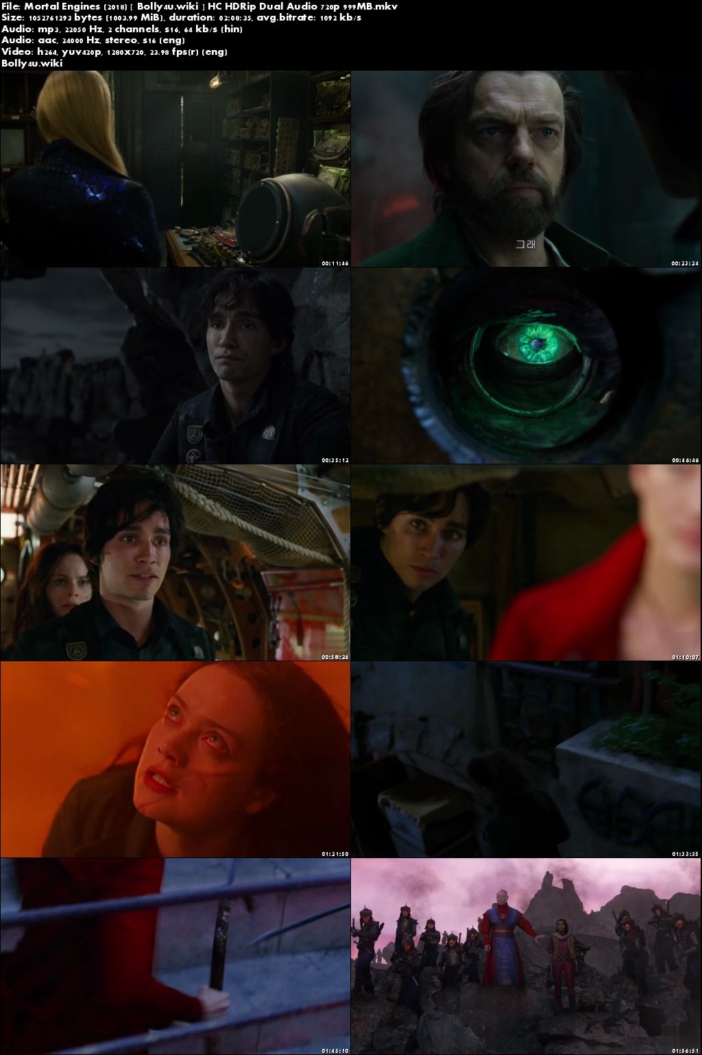 Mortal Engines 2018 HC HDRip 999MB Hindi Dual Audio 720p Download