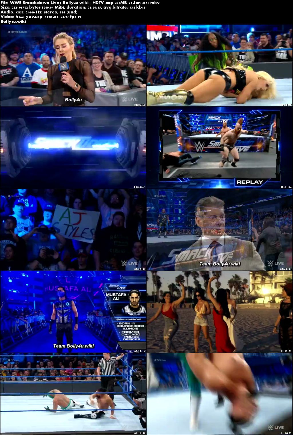 WWE Smackdown Live HDTV 480p 250MB 22 Jan 2018 Download