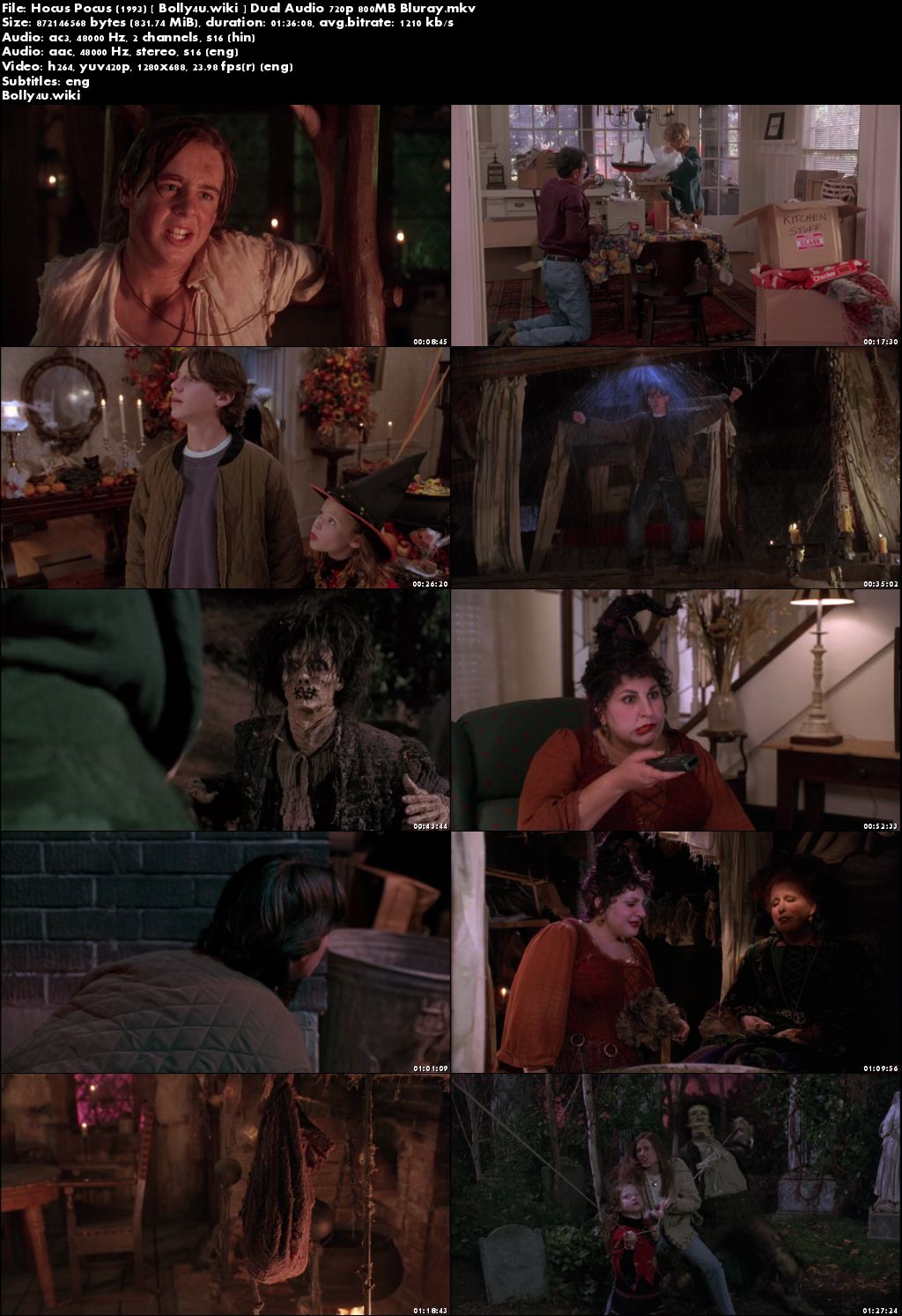 Hocus Pocus 1993 BluRay 800MB Hindi Dual Audio 720p Download