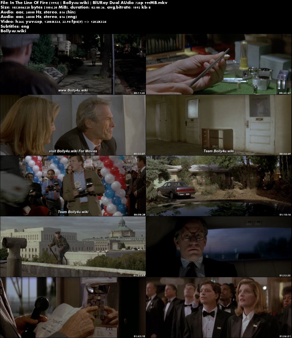 In The Line Of Fire 1993 BluRay 999MB Hindi Dual Audio 720p Download