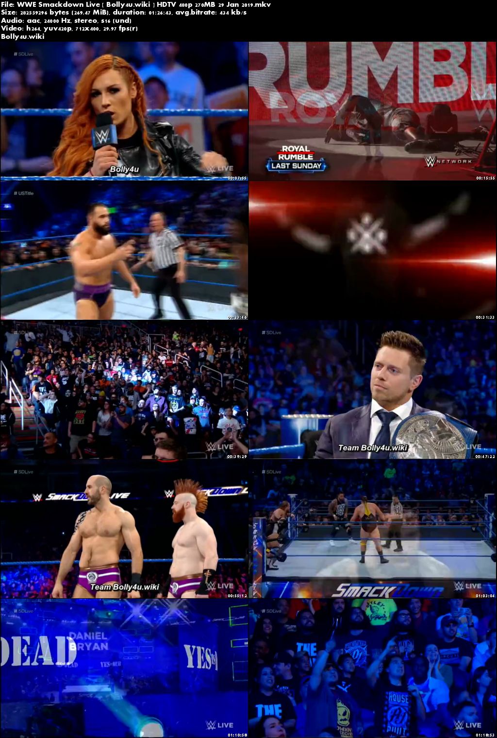 WWE Smackdown Live HDTV 480p 270MB 29 Jan 2019 Download