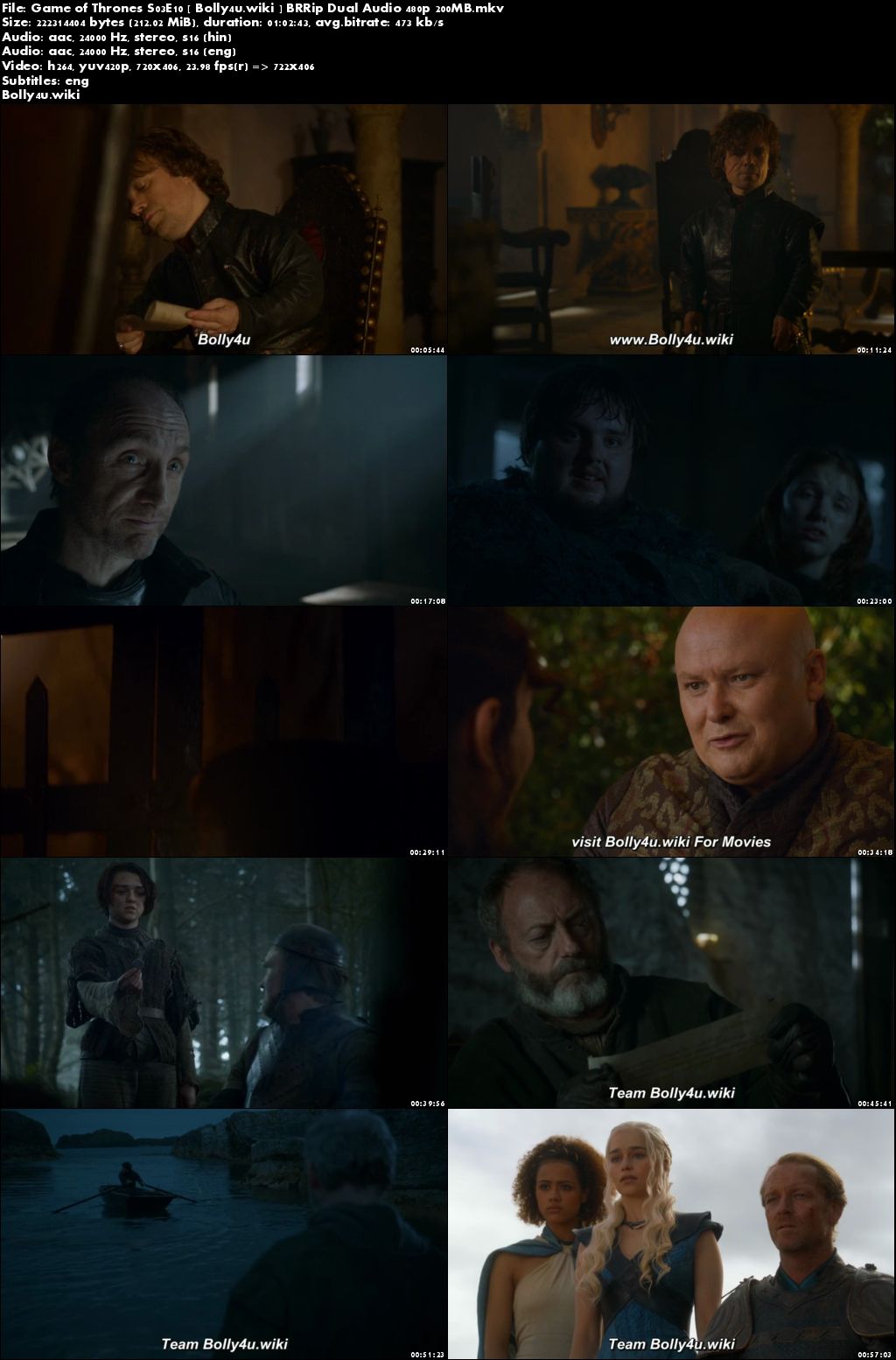 Game of Thrones S03E10 BRRip 200MB Hindi Dual Audio 480p Download