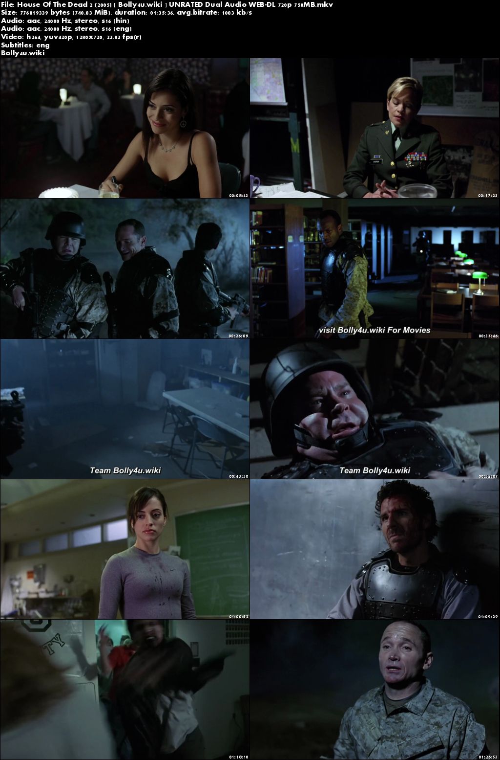 House Of The Dead 2 2005 WEB-DL 750MB UNRATED Hindi Dual Audio 720p Download