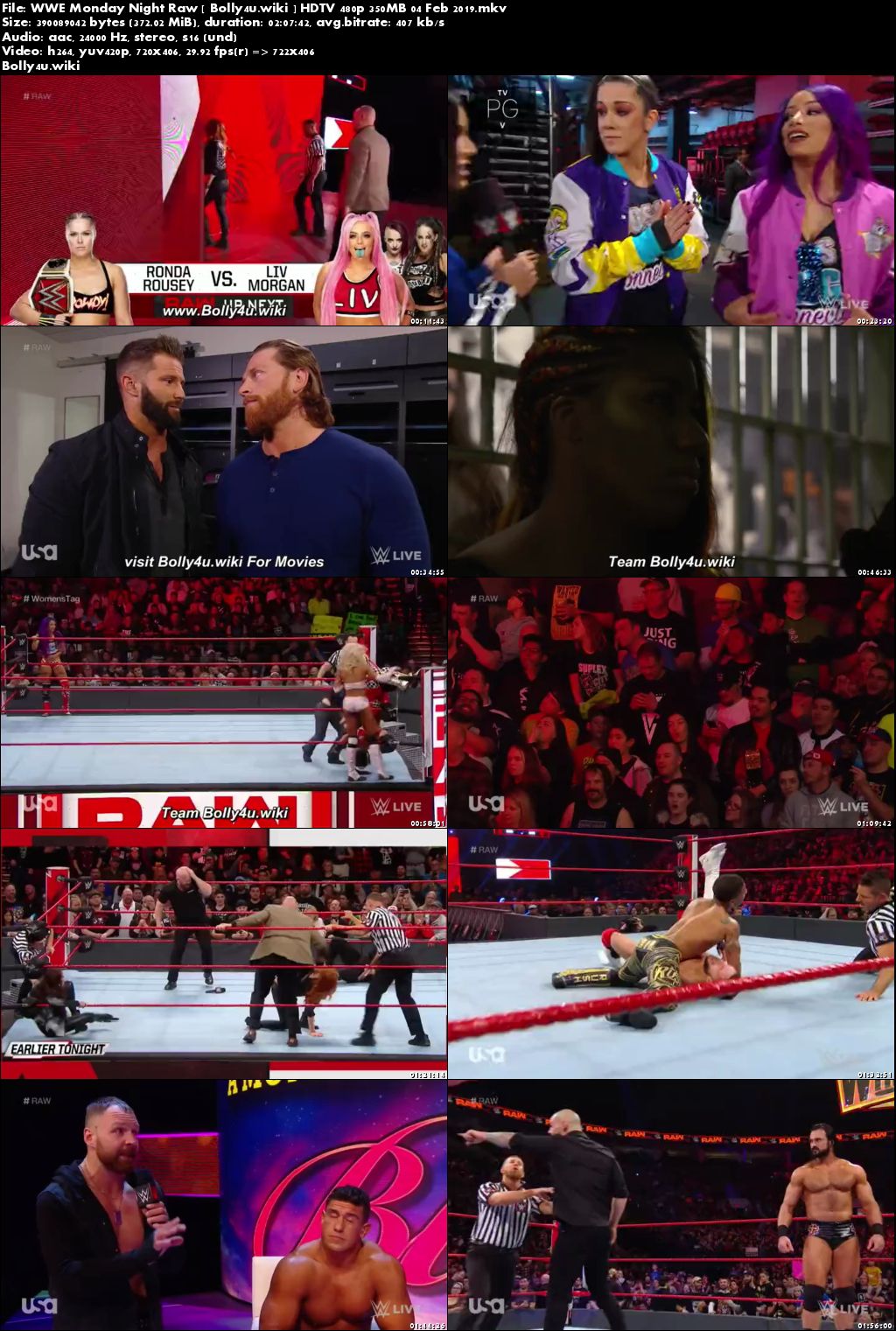 WWE Monday Night Raw HDTV 480p 350MB 04 Feb 2019 Download