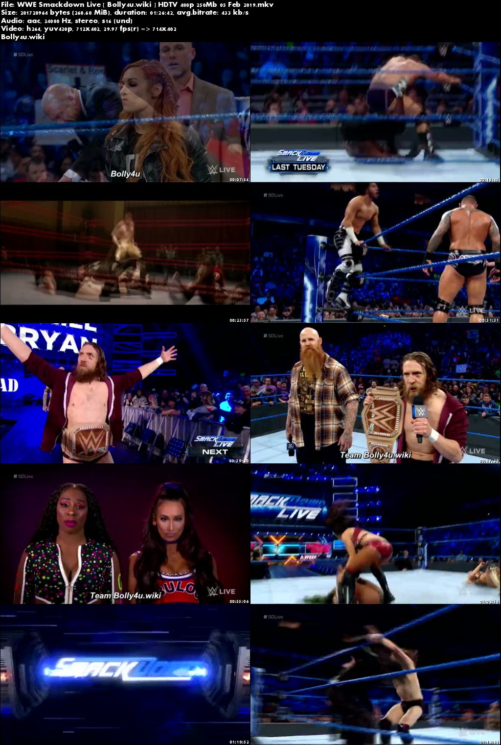 WWE Smackdown Live HDTV 480p 250Mb 05 Feb 2019 Download