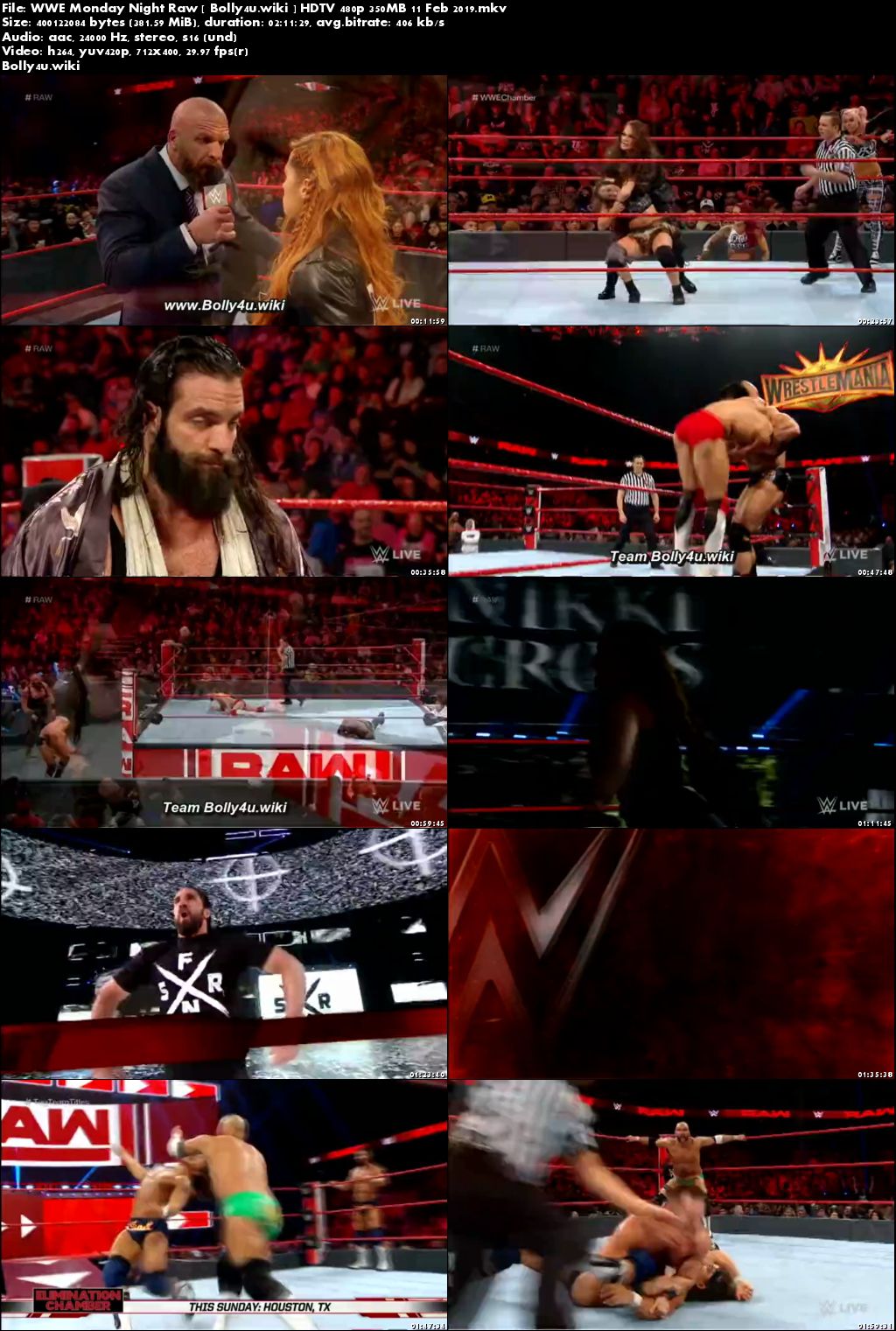 WWE Monday Night Raw HDTV 480p 350MB 11 Feb 2019 Download