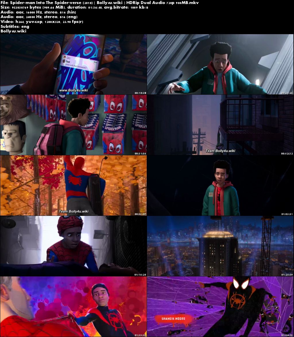 Spider-man Into The Spider-Verse 2018 HDRip 350MB Hindi Dual Audio 480p Download