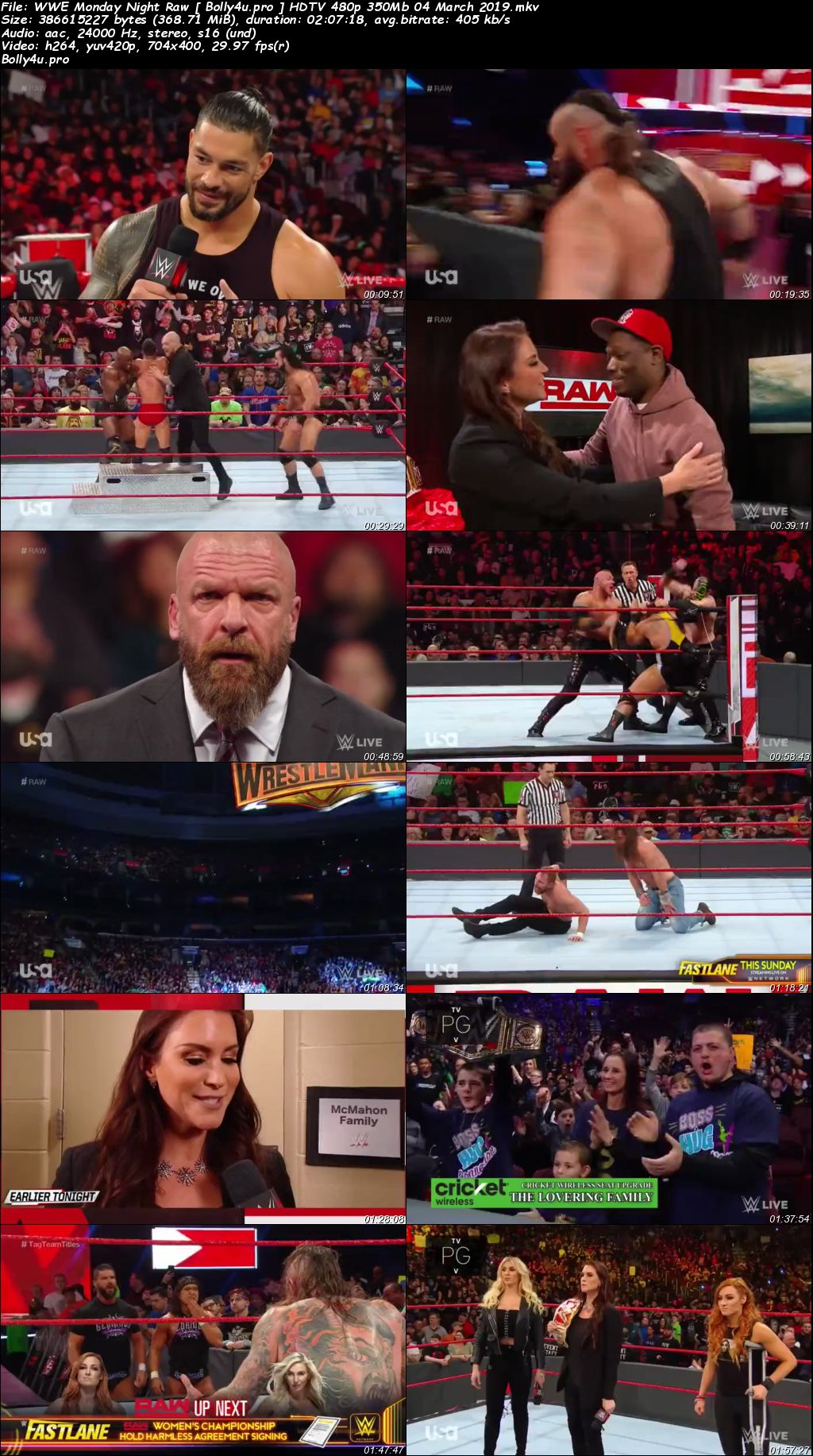 WWE Monday Night Raw HDTV 480p 350Mb 04 March 2019 Download
