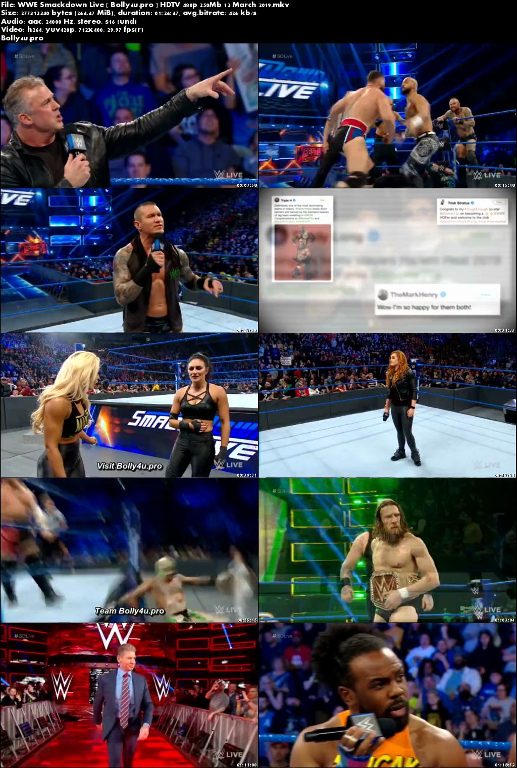 WWE Smackdown Live HDTV 480p 250Mb 12 March 2019 Download