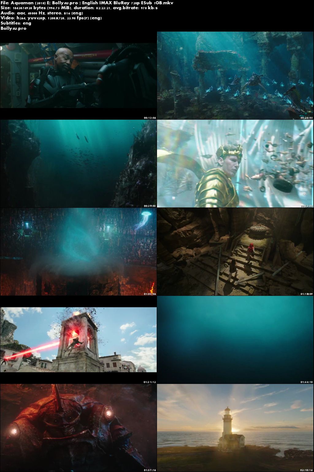 Aquaman 2018 BRRip 1GB English IMAX 720p ESubs Download