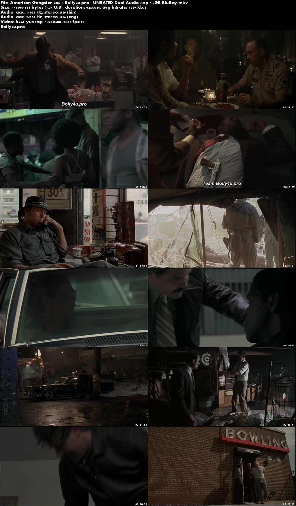 American Gangster 2007 BRRip UNRATED Hindi Dual Audio 720p Download