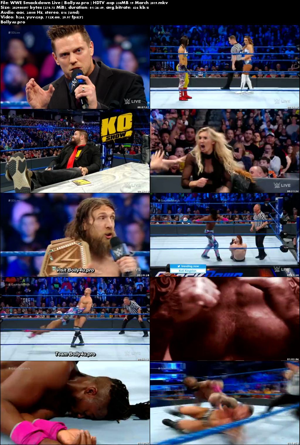 WWE Smackdown Live HDTV 480p 250MB 19 March 2019 Download