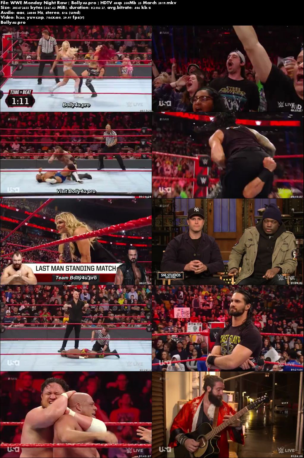 WWE Monday Night Rraw HDTV 480p 350MB 25 March 2019 Download