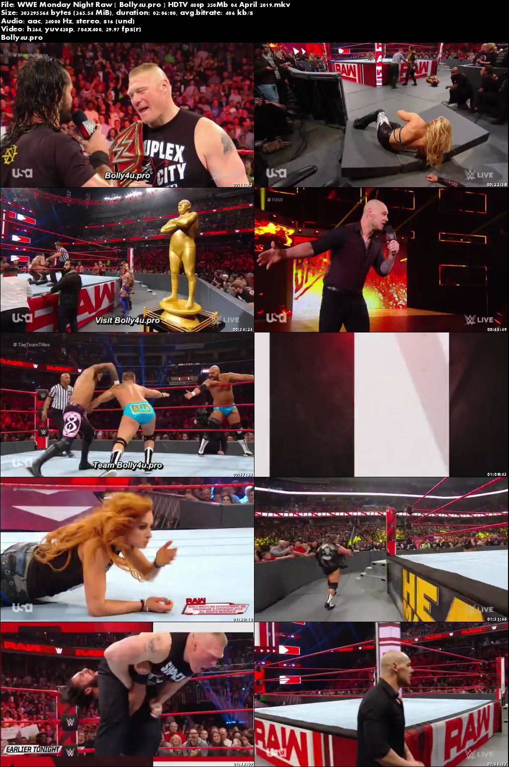 WWE Monday Night Raw HDTV 480p 350Mb 01 April 2019 Download