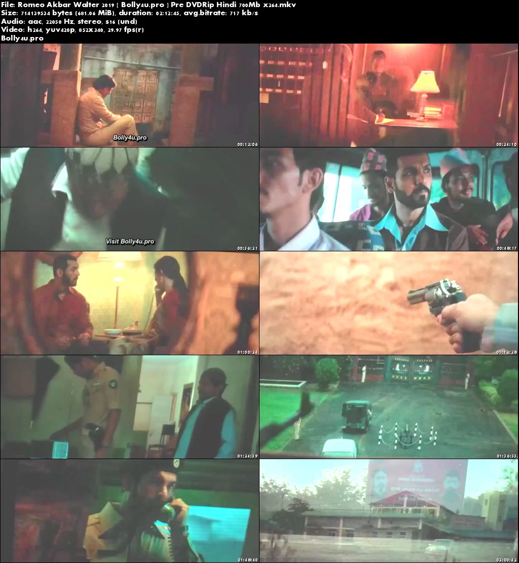 Romeo Akbar Walter 2019 Pre DVDRip 350MB Hindi 480p Download