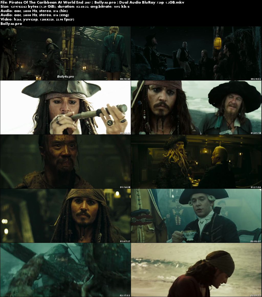 Pirates Of The Caribbean at Worlds End 2007 BRRip 500MB Hindi Dual Audio 480p Download