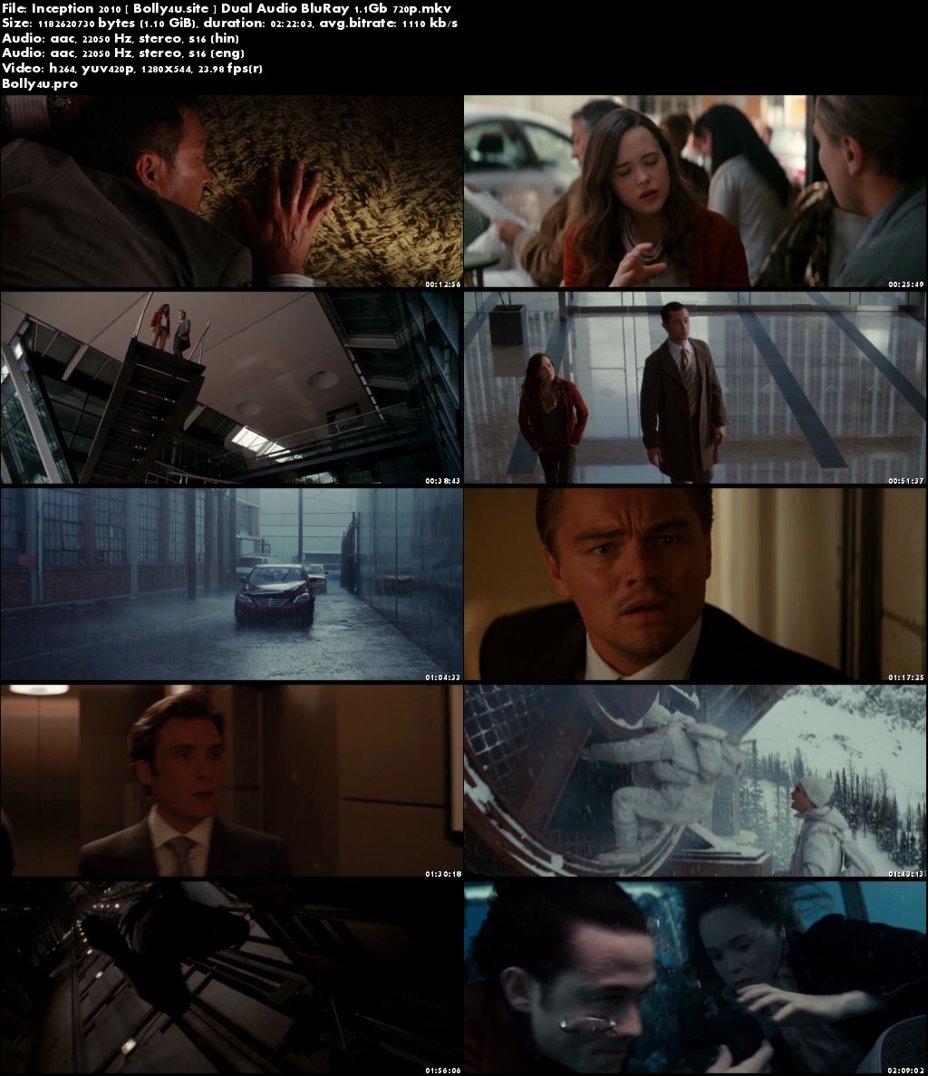 Inception 2010 BluRay 1.1Gb Hindi Dual Audio 720p Free Download