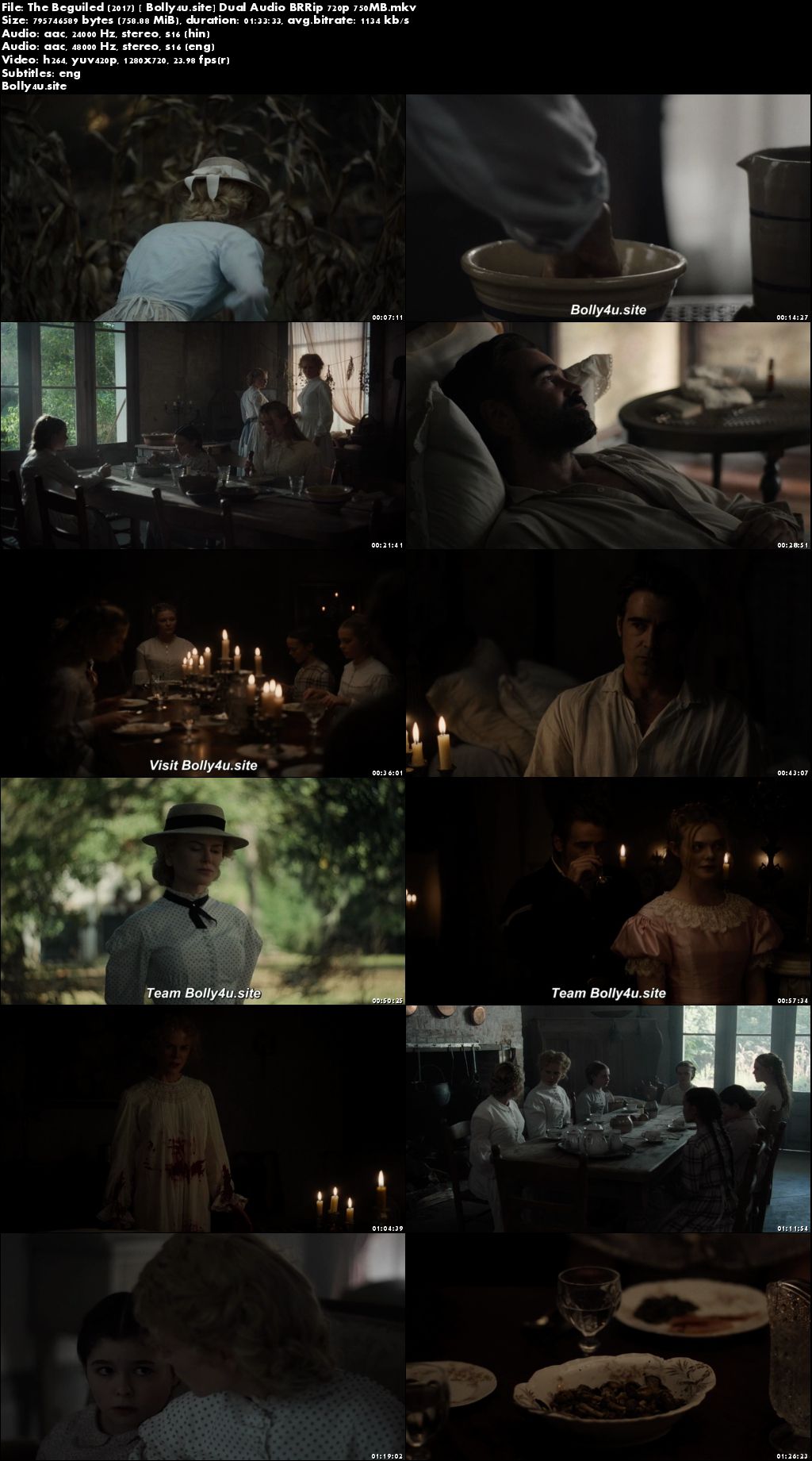 The Beguiled 2017 BRRip 750Mb Hindi Dual Audio 720p ESub Download