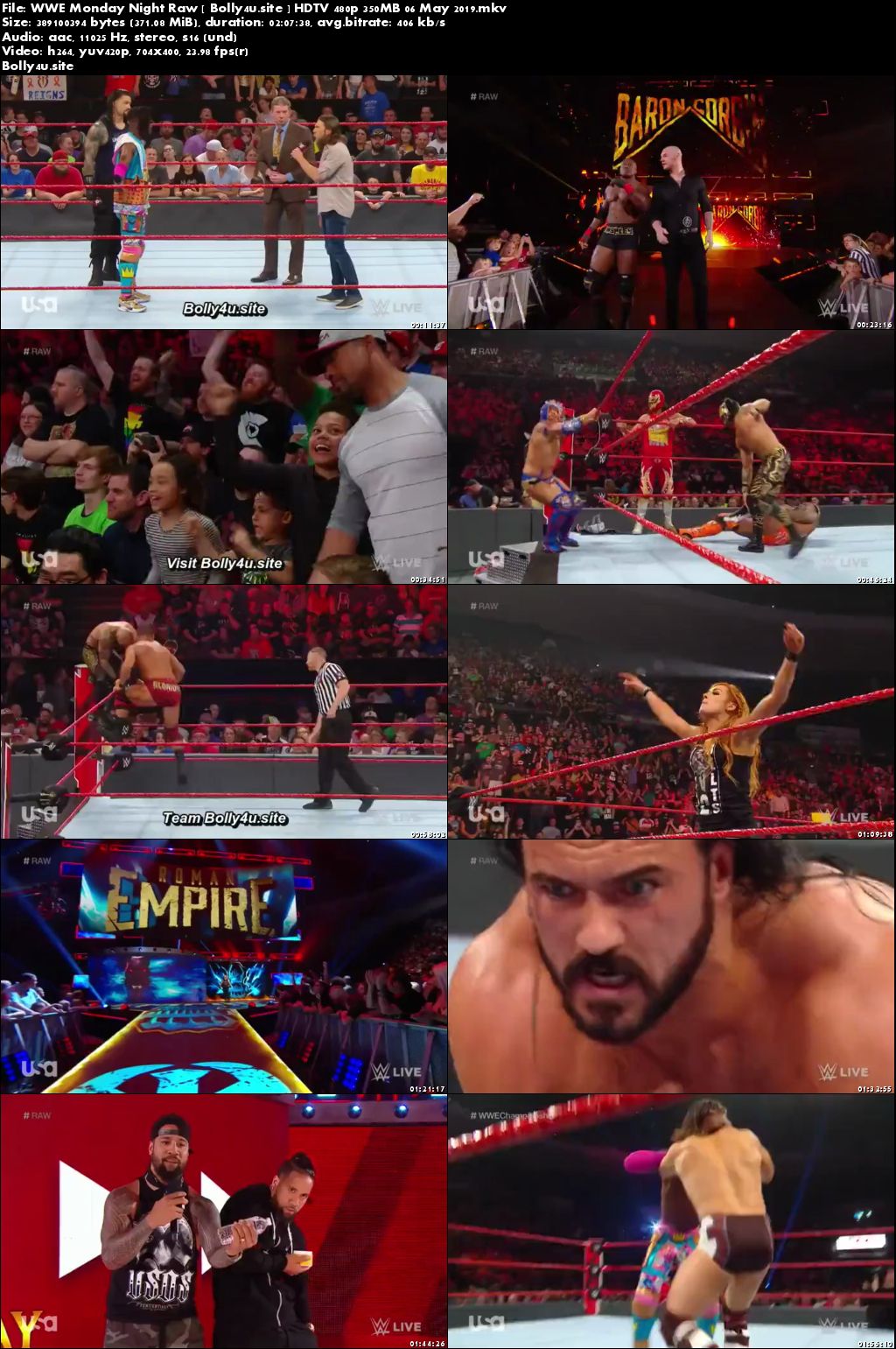 WWE Monday Night Raw HDTV 480p 350MB 06 May 2019 Download